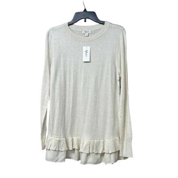 Style & Co Chiffon-Hem Tunic Sweater, Antique Cream - Picture 12 of 13